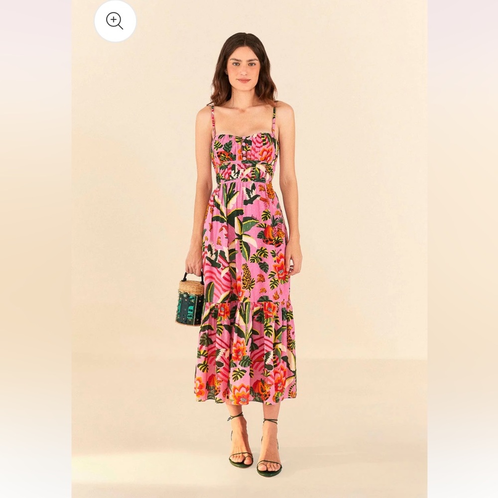 Farm RIO Pink Leopard Forest Midi Dress
